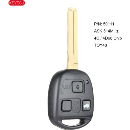 KEYECU Remote Car Key 3 Button ASK 314MHz 4C / 4D68 Chip Fob for Lexus LS430 2001-2006 P/N: 50111