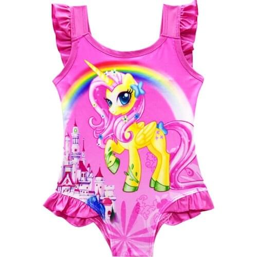 Baby Girl Dress Kids Children Summer Beach Style One-piece Bikini Cute Unicorn Party Clothing Girl Biquini Swimsuit Bathing suit