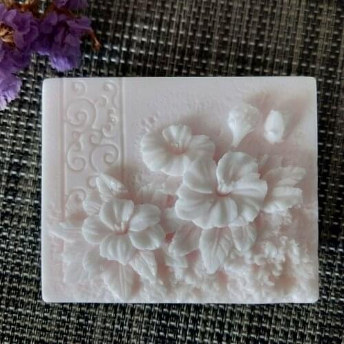 HC0129 PRZY Silicone Mold Flowers Soap Molds Gypsum Chocolate Candle Candy Mold Clay Resin Plum Blossom Square Soap Flower