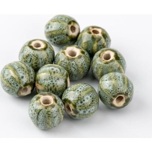 Watermelon Shape Quality Ceramic beads string oblate Specail Ceramic Beads 10pieces/lot #HY416