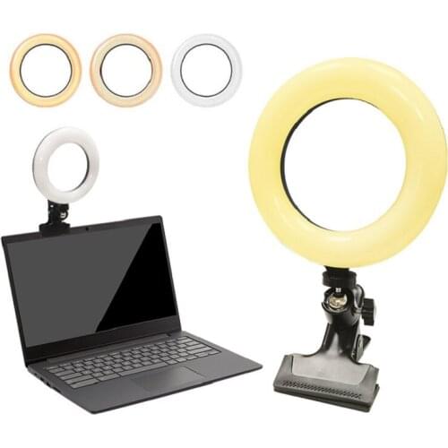 Portable 6 /8 Inch LED Ring Fill Light Adjustable Live Streaming Beauty Lamp Desktop Selfie Lights With Vigorously Clamp Holder