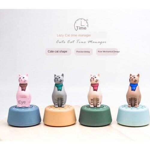 Cute Cat Timer Student Studying Time Manager Kitchen Timer Mechanical Reminder Cooking Tools Multifuctional Mordern Timer LD567