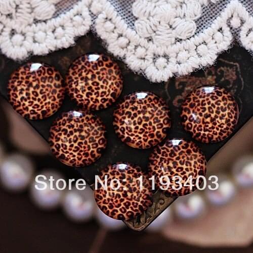 Min.mix order($9.9) 10pcs 12mm Handmade Photo Round Glass Cabochon beads-Image Glass Cabochon-(Leopard)- (HPGC-1199)