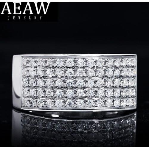 Luxury DE Color Super White VVS1 Round Cut Moissanite Engagement Wedding Men Band Solid 18K White Gold Test Positive Moissanite