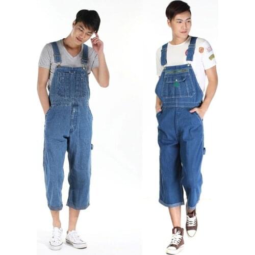 Mens Denim Overalls Hot 2020 Mens Plus size 28- 48 50 Overalls Fashion Big pocket Jumpsuit Retro Jumpsuit Shorts