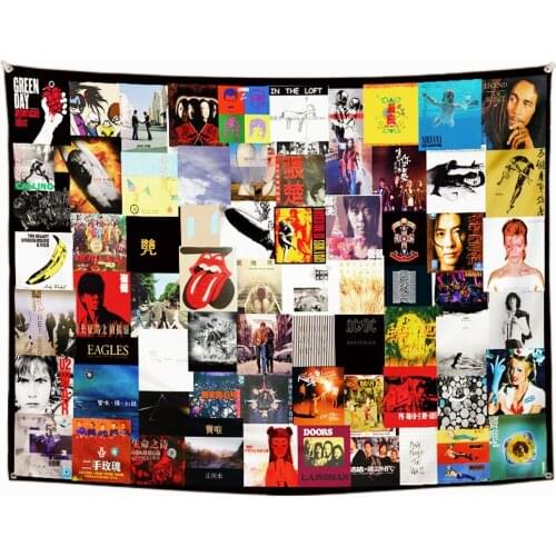 Rock And Roll Band Banners Wall Hanging Canvas Painting Heavy Metal Music Poster Wall Art Tapestry Flag Bar Cafe Wall Decor