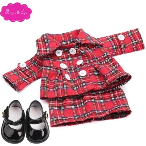 18 inch Girls doll clothes Fashion suits coat with shoes American newborn dress Baby toys fit 43 cm baby dolls c1