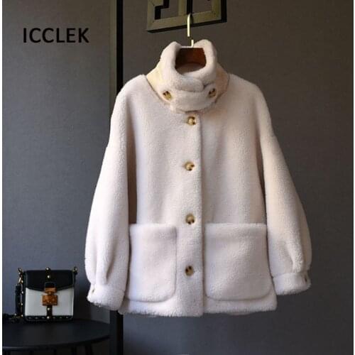 Autumn Winter 100% Wool Sheepskin Fur Coat Womens Korean Fashion Trends Granule Cashmere Lamb Fur Coat