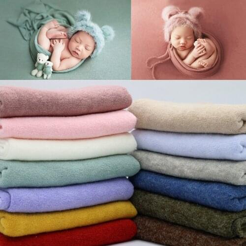 Newborn Photography Props Backdrop Studio Accessories Baby Photo Shoot Blanket Swaddle Soft Knitted Fabrics Infant Stretch Wraps