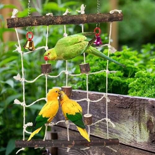Bird Climbing Net Parrot Toys Woven Cotton Biting Hanging Hemp Rope Swing Play Ladder Chew Foraging Colorful Funny Parrot Toys