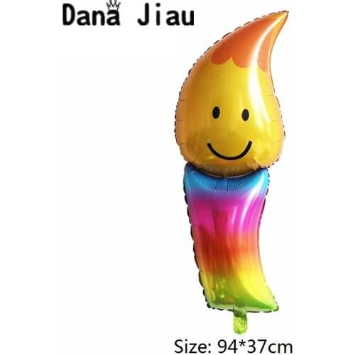 Wed decor cartoon candle big foil balloon yellow red fire christening & Baptism party Easter decoration balloons kids toy tool