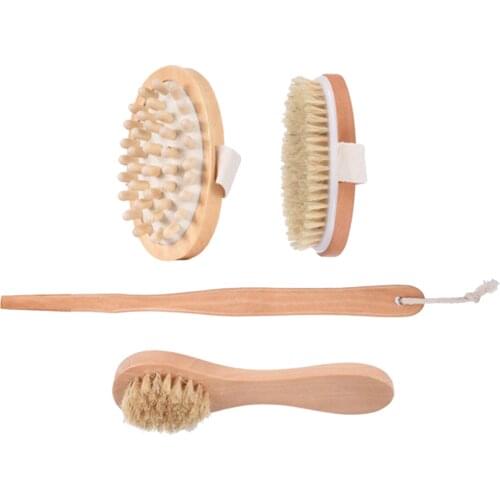 Dry Brushing Body Brush Kit 4pcs Bathroom Shower Body Cleaning Brush for Bathroom Body Cleaning