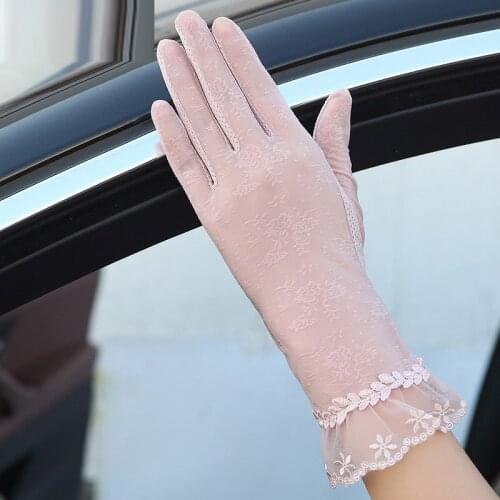 Tartan Legend Sunscreen Gloves Womens Summer Thin Anti Ultraviolet Lace Riding Driving Sunscreen Hand Sleeve Ice Gloves