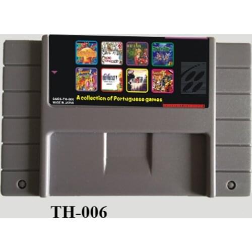 Th006 Game Collecton 8 In 1 Support Save Function 16 Bit Gray Game Card For USA NTSC Game Player