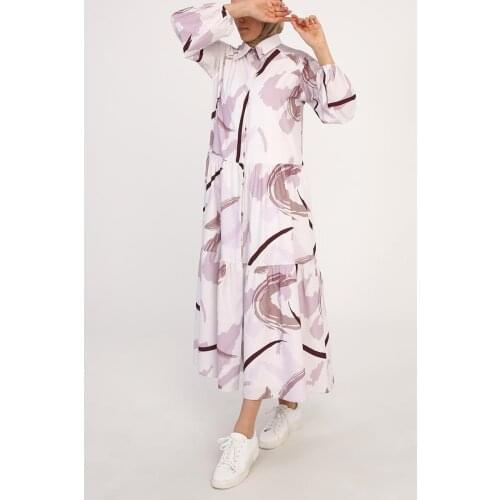 Bishop Sleeve A-Line Printed Dress