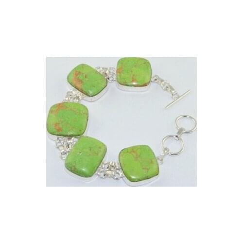 Green Copper Turquois Silver Overlay on Copper Bracelet , 19.8 cm, B1838