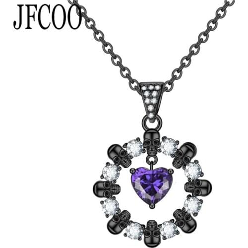 Fashion Punk Wedding Skull Necklaces Women Heart Zircon Crystal Necklace Pendants Jewelry Gift Dropshipping