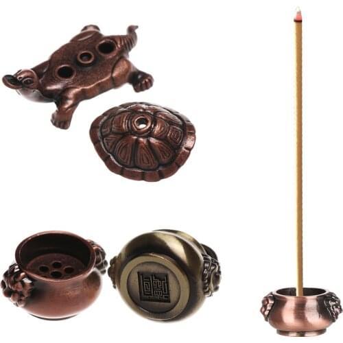 1PC Mini Cafe Ornament Buddhism Gadgets Ash Catcher Joss-stick Inserted Incense Holder Copper Censer Home Decoration