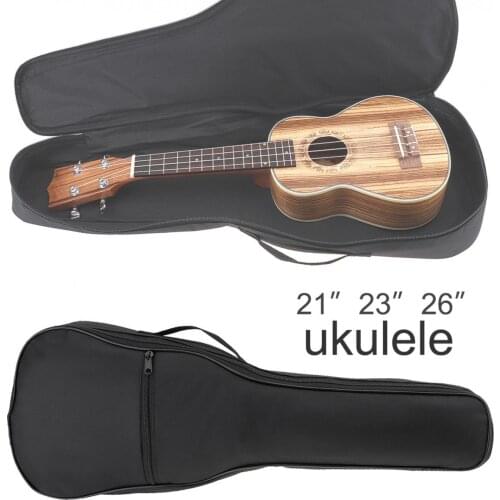 21 / 23 / 26 Inch Oxford Fabric Black Portable Ukulele Bag Soft Case Gig Cotton Waterproof Bag