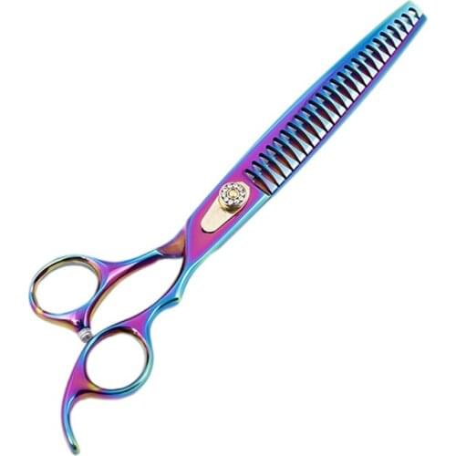8 Inch Multicolor Blunt Adjustable Screws Pet Groomimng Barber Salon Hair Thinning Scissors