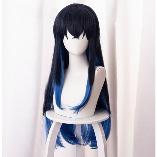 Anime Devils Blade Mouth Hei Nosuke Sexual Turn Dark Blue Gradient Long Hair Cosplay Wig