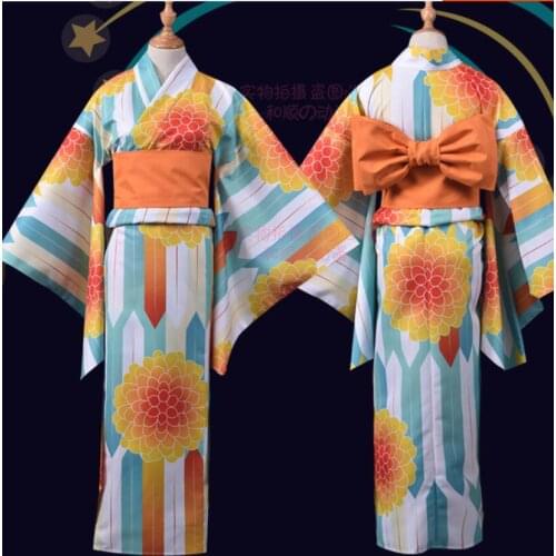 Anime LoveLive! Sunshine Cosplay Takami Chika Cos Halloween Party female sweet kawaii yukata kimono Costume