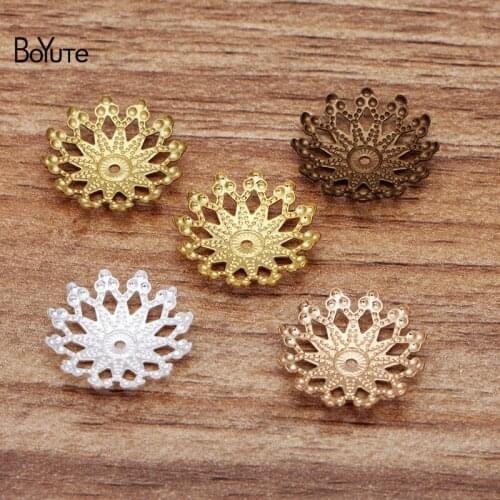 BoYuTe Wholesale (200 Pieces/Lot) 16MM Metal Brass Filigree Flower Bead Caps Diy Hand Made Jewelry Findings Components