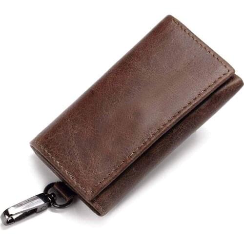 Genuine Leather Keychain Men Women Key Holder Organizer Pouch Cow Split Car Key Wallet Housekeeper Key Case Mini Card Bag