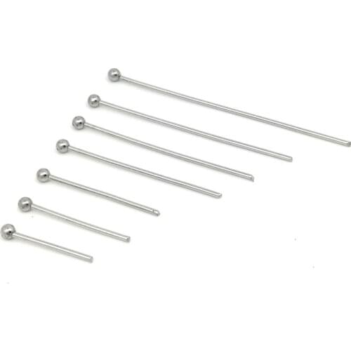100pcs Stainless Steel Gold Silver Tone 2mm Round Ball Head pin 15 20 25 30 35 40 50MM Length Ball Headpin DIY Earring Findings