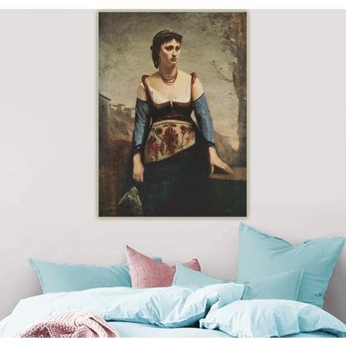 Citon Jean Baptiste Camille Corot《Agostina》Canvas Art Oil painting Artwork Poster Picture Background Wall Decor Home Decoration