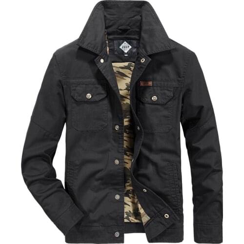Spring Autumn Jacket Men Casual Cotton Men Jacket Multi-pockets Military Jacket Covered Button Turn Down Collar Chaquetas Hombre
