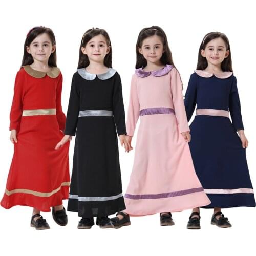 Long muslim dress for girl muslim party dresses islamic Children abaya dress for muslim girl kaftan arabic dress TH609