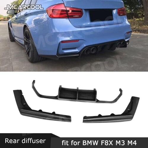 For F80 M3 F82 F83 M4 carbon Car Rear Bumper Lip Spoiler Diffuser for BMW 3 4 Series 2014 - 2019 3PCS V Style ABS Gloss Black