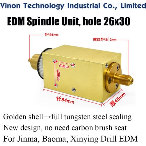 EDM Spindle unit (full tungsten steel sealing), hole distance 26x30mm for Jinma, Baoma