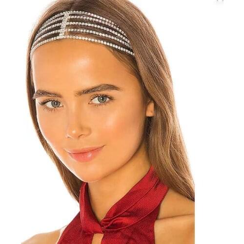 Elastic band fashion headdress exquisite luxury crystal hair band hair chain sweet bride jewelry Rhinestone chain birthday gift