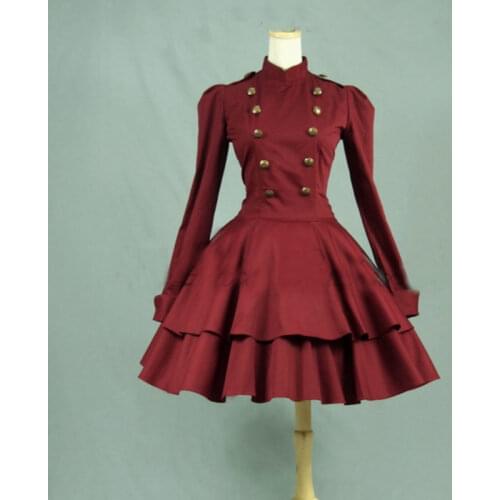 Gothic Lolita Dress Short skirt Dress Cosplay Victorian dress long sleeves maids uniform V-922
