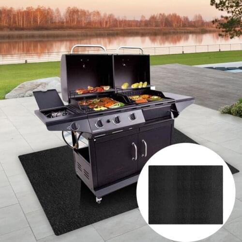 Portable Fire Pit Mat Double Thread Flame Retardant Black Outdoor Camping Lawn Terrace Fireproof Grill Mat Grill Bracket Mat