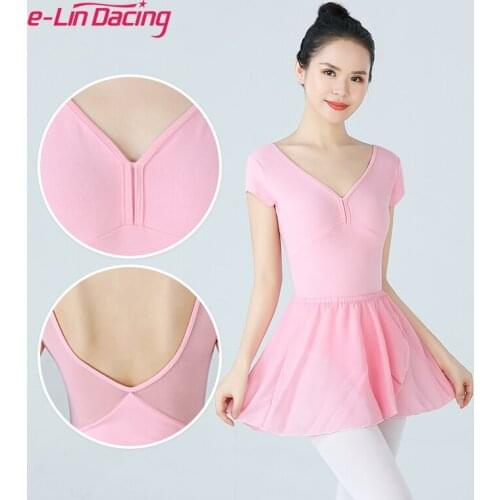 Summer High Quality Ballet Leotard Girls Open Back Artistic Gymnastics Wear Dancing Costume Adult Training Bodysuit Built-in Bra