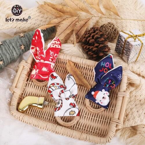 LetS Make Rabbit Wooden Baby Toys Christmas Gym Wood Animal Rattles Wooden Teether BPA Free Kids Toys