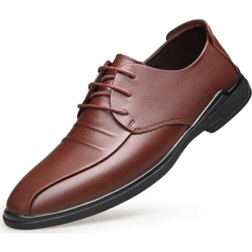 High Quality Lace Up Genuine Leather Mens Casual Shoes Fashion Oxfords Office Business Male Shoes Outdoor Driving Shoes Men