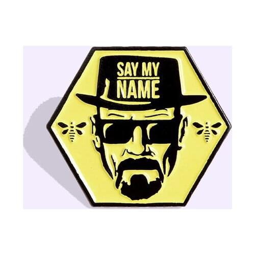 New Man Wearing Hat Sunglasses Bee Hexagon Creative Cartoon Brooch Badge Punk Bearded Uncle Gift Cold Pins Enamel