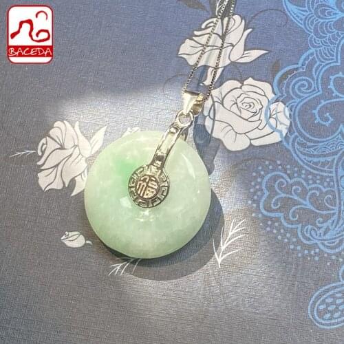 Baceda Natural Crystals of Jadeite Necklace with Rope Chain with Box