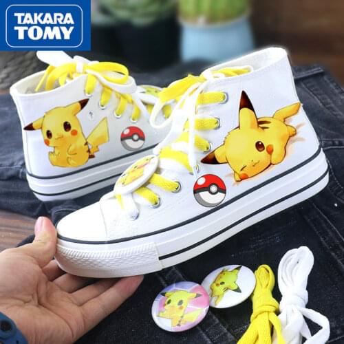 TAKARA TOMY Pokemon Fashion Non-slip Wear-resistant Comfortable Breathable High-top Shoes Simple Cartoon Board Shoes Women