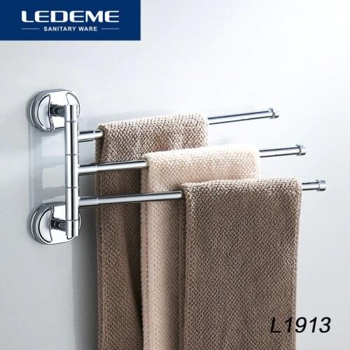 LEDEME Stainless Steel Storage Shelf 360 Degree Rotation Towel Bars Home Storage Rack Bathroom Hardware Towel Bar L1913