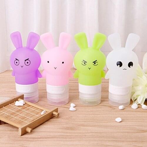 Portable Silicone Refillable Bottles Cute Cartoon Cream Storage Container Traveler Lotion Points Shampoo Container Press Bottles