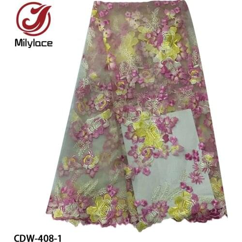 Romatic French Net Lace Fabric 2021 High Quality Embroidery African Tulle Lace Fabric for Wedding CDW-408