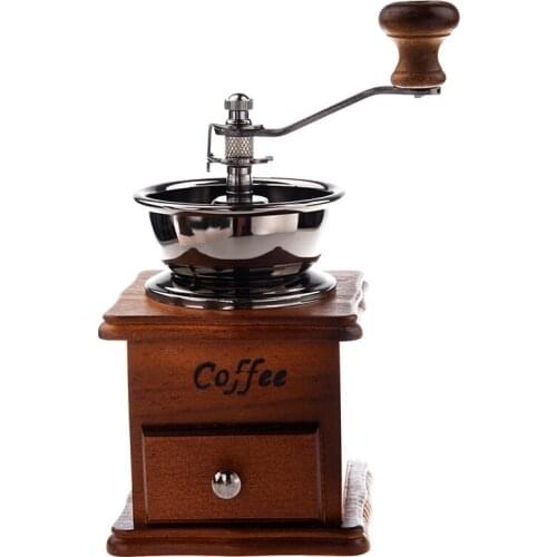 Manual coffee grinder Wood / metal hand mill Spice mill (wood color)