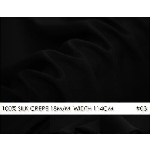 SILK CREPE DE CHINE 114cm width 18momme 100%Natural Silk Dress Fabric crepe de chine silk Wedding Fabric Black-NO 03