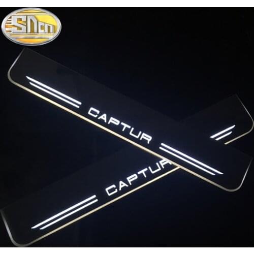 SNCN 4PCS Car LED Door Sill For Renault Captur 2016 2017 2018 Ultra-thin Acrylic Dynamic LED Welcome Light Scuff Plate Pedal