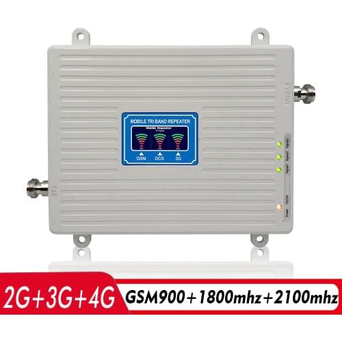 2G 3G 4G Tri Band Signal Booster GSM 900+DCS/LTE 1800+WCDMA/UMTS 2100 Cell Phone Signal Repeater 900 1800 2100 Signal Amplifier